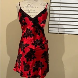 Red and black night gown
